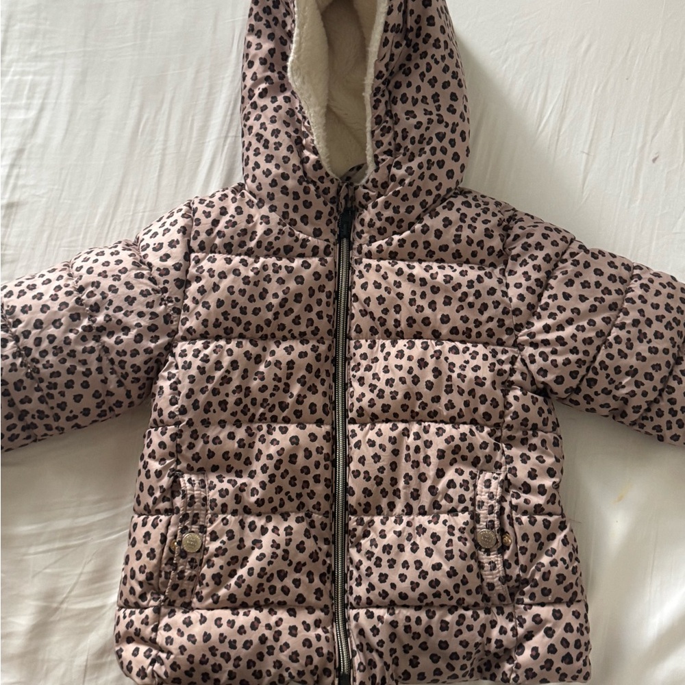 Leopard Print Puffer Jacket with Hood